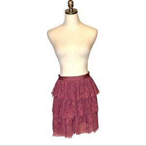 Fossil Layered Tiered Lace Mini Skirt S Mauve Pink